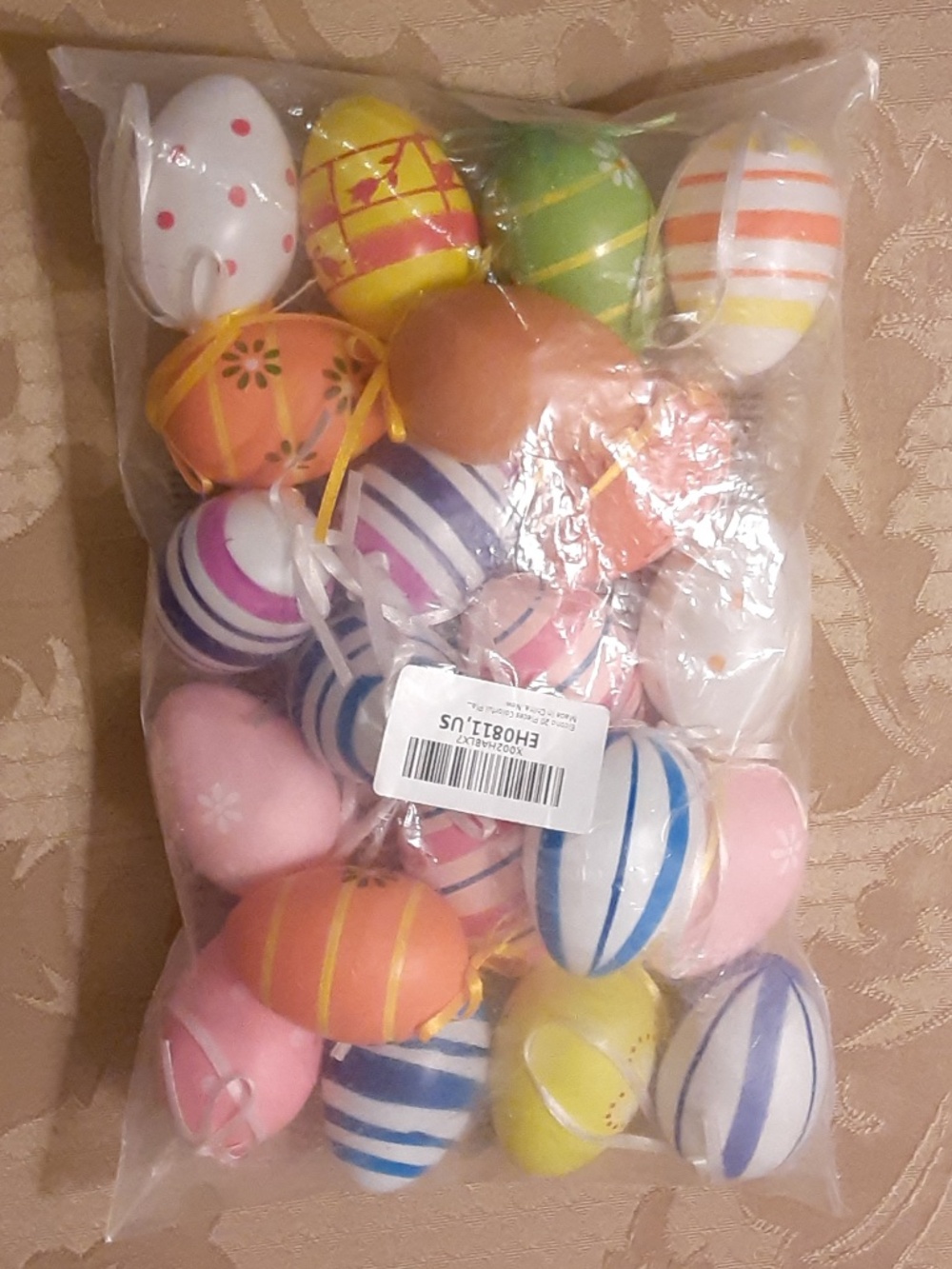 Elcoho 20 Colorful Plastic Easter Eggs Hanging Ornaments